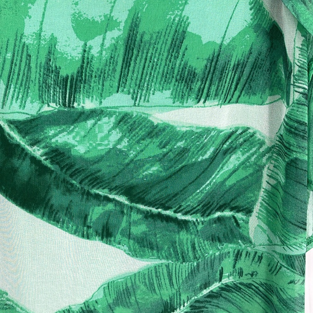 Olivaceous Womens Dress M Green Tropical Floral Mini Island‎ Wear Flowy Sleeves - Picture 7 of 7